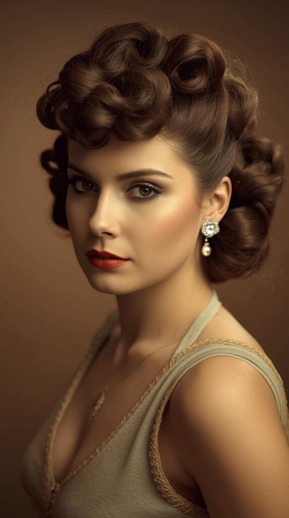 16. Vintage Curly Pinned Style for a Retro Glam Vibe