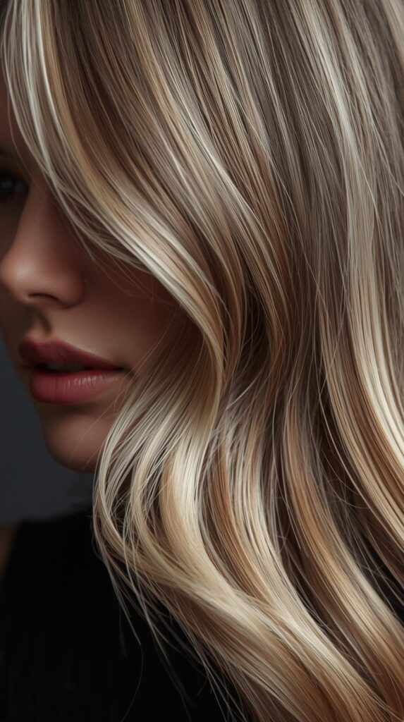 2. Ash Blonde with Smoky Brown Lowlights