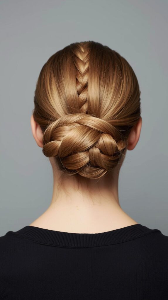 2. Braided Bun for a Polished and Professional Look