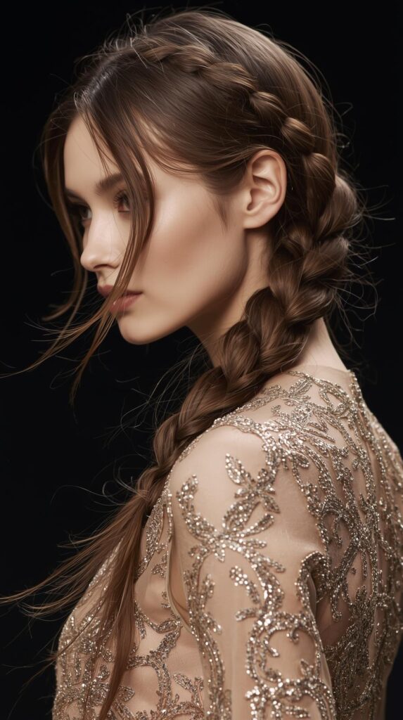 2. Braided Half Up Half Down with Loose Ends