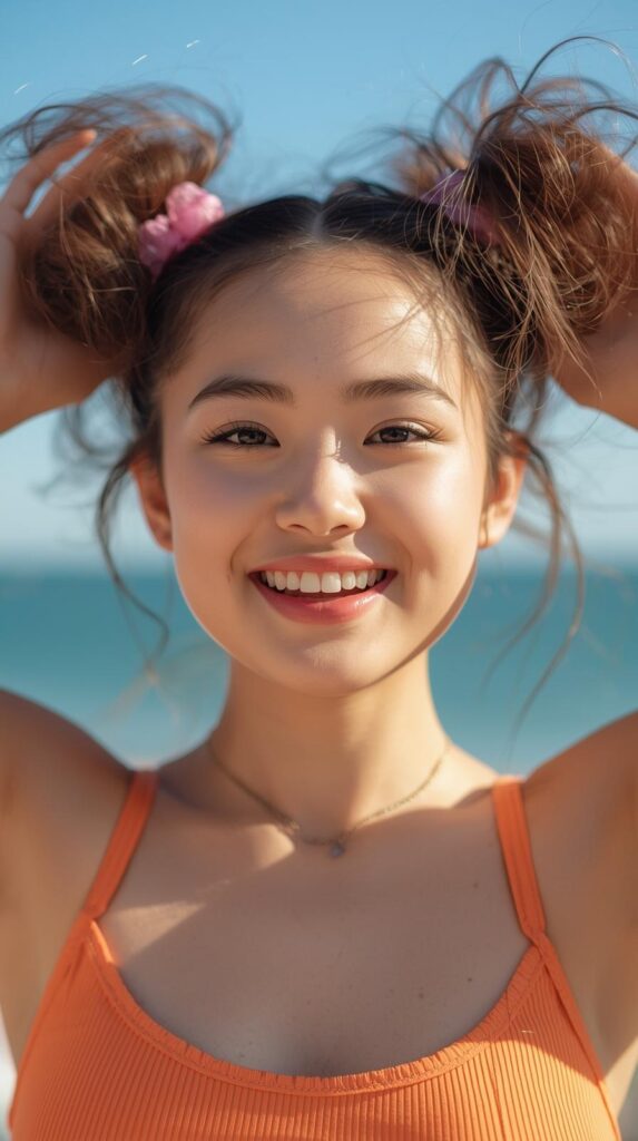 2. Playful Double Puffs for Youthful Vibes