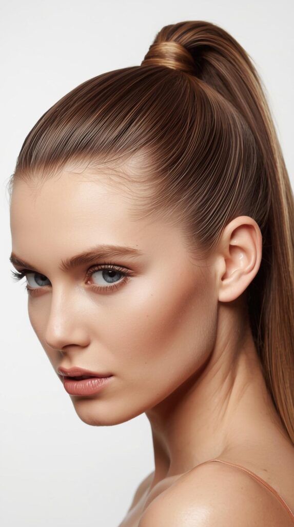 2. Sleek High Ponytail With Glam Edges