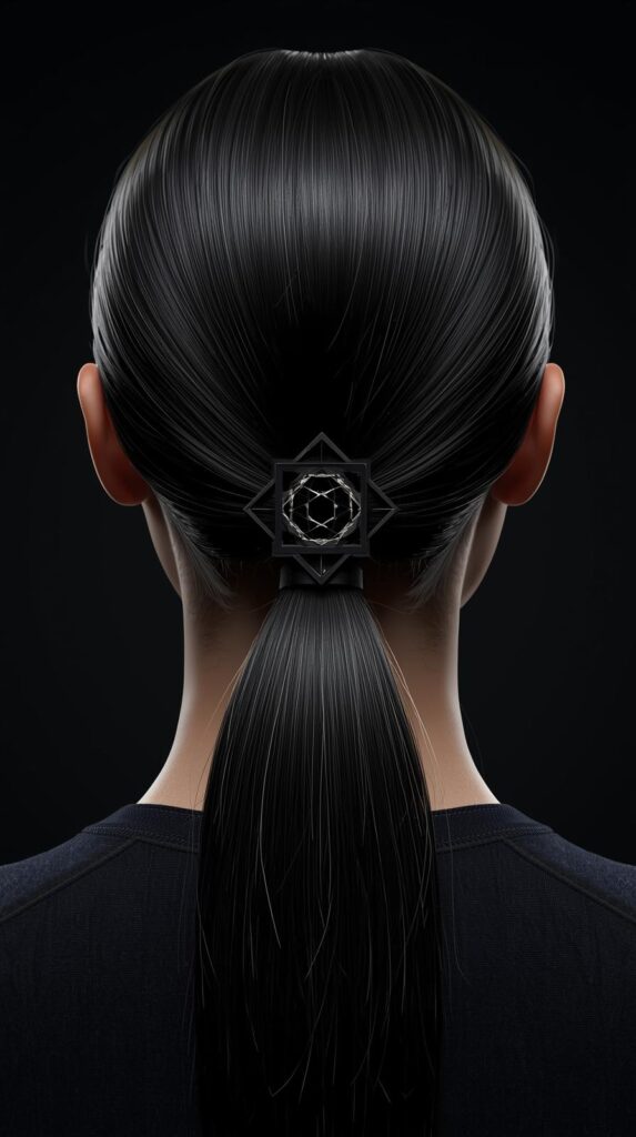 2. Sleek Low Ponytail with Edge Design