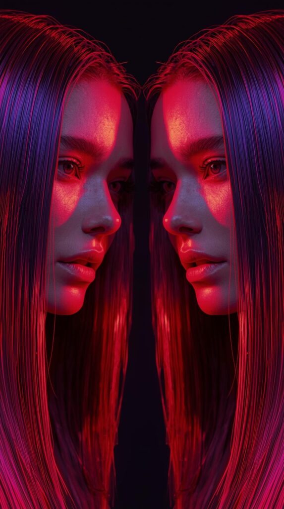 2. Sleek Straight Hair with Centre Part