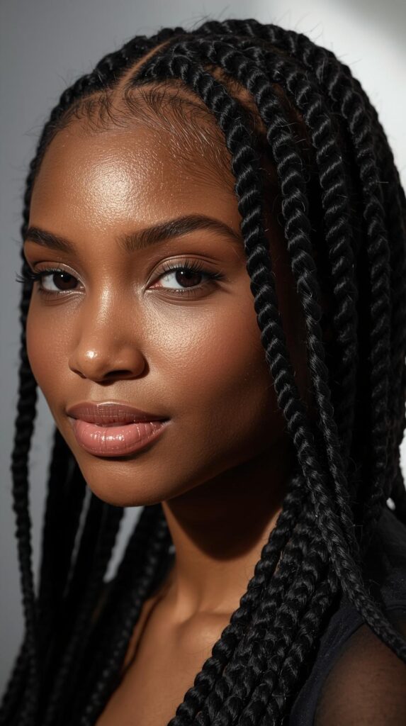 2. Soft Knotless Braids for a Low-Tension Look