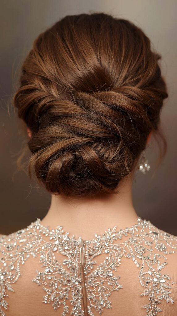 3. Crown Braid Updo for a Regal Vibe