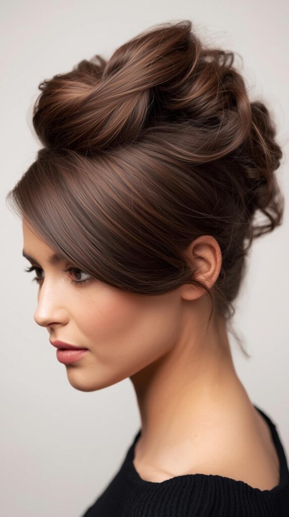 3. Elegant Bouffant with Sleek Ends