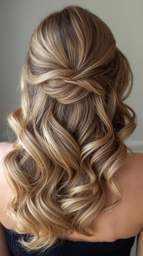 4. Half-Up Bouffant with Flowing Ends