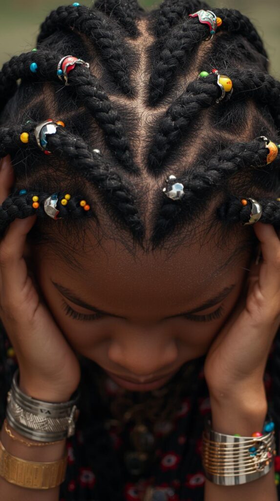 4. Knotless Braids With Accessories