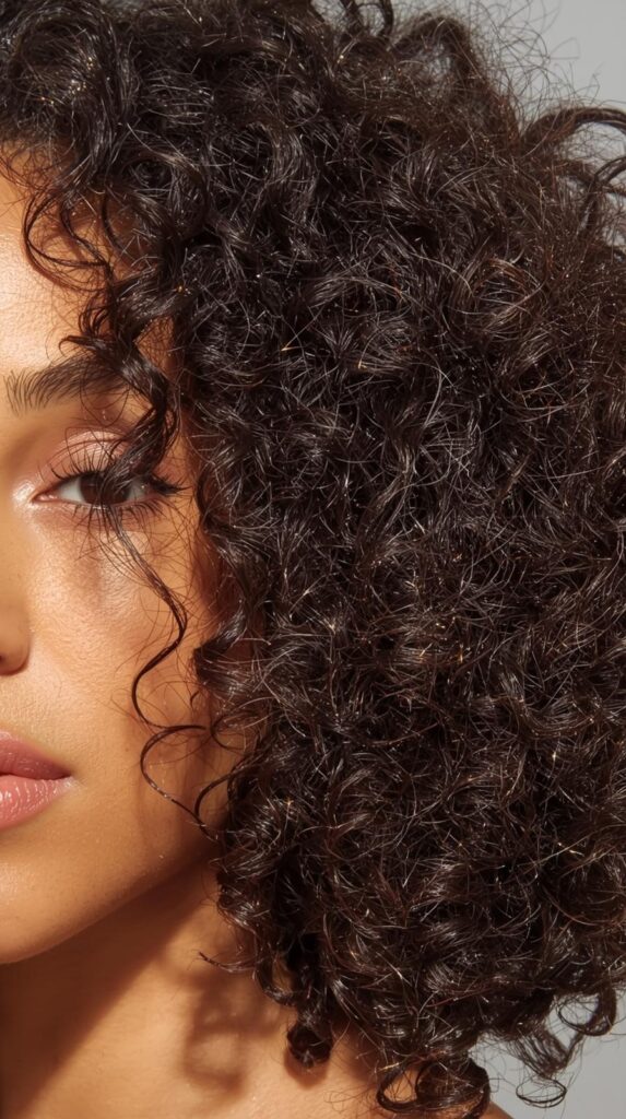 4. Natural Wash-and-Go with Defined Curls & Sparkle