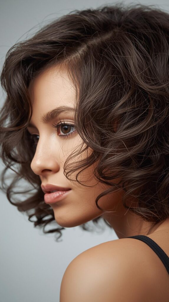 5. Curly Bob With Side Part