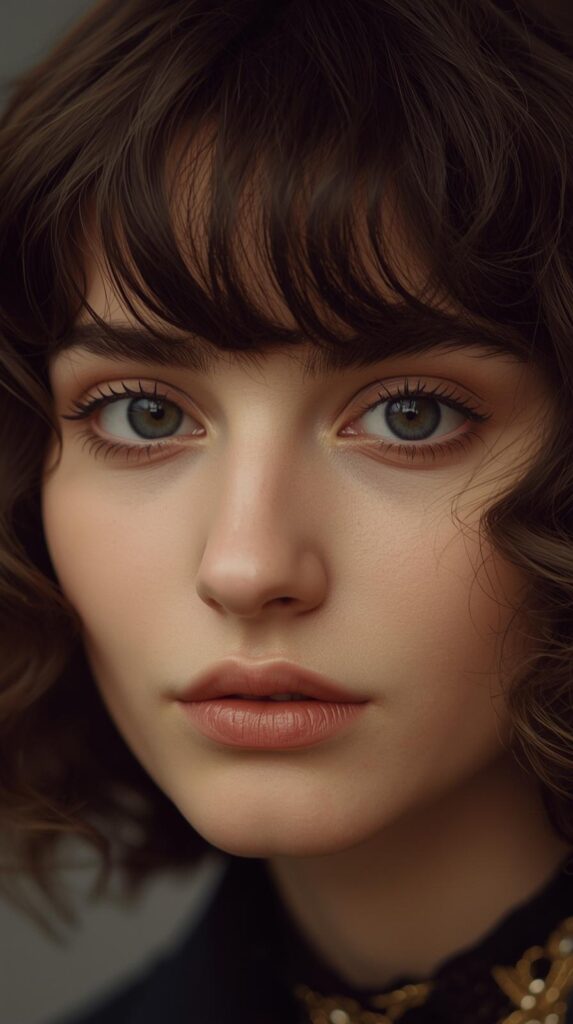 6. Curled Pageboy with Blunt Bangs