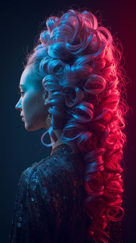 6. High Ponytail with Cascade of Curls