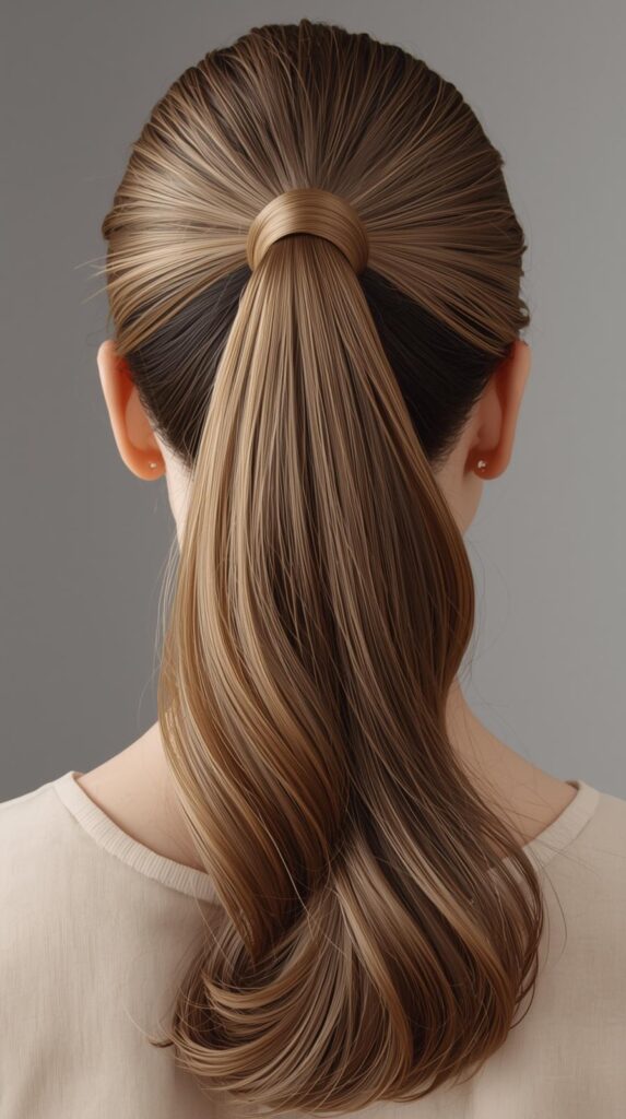 6. High Ponytail with Wrapped Base and Flowing Tail