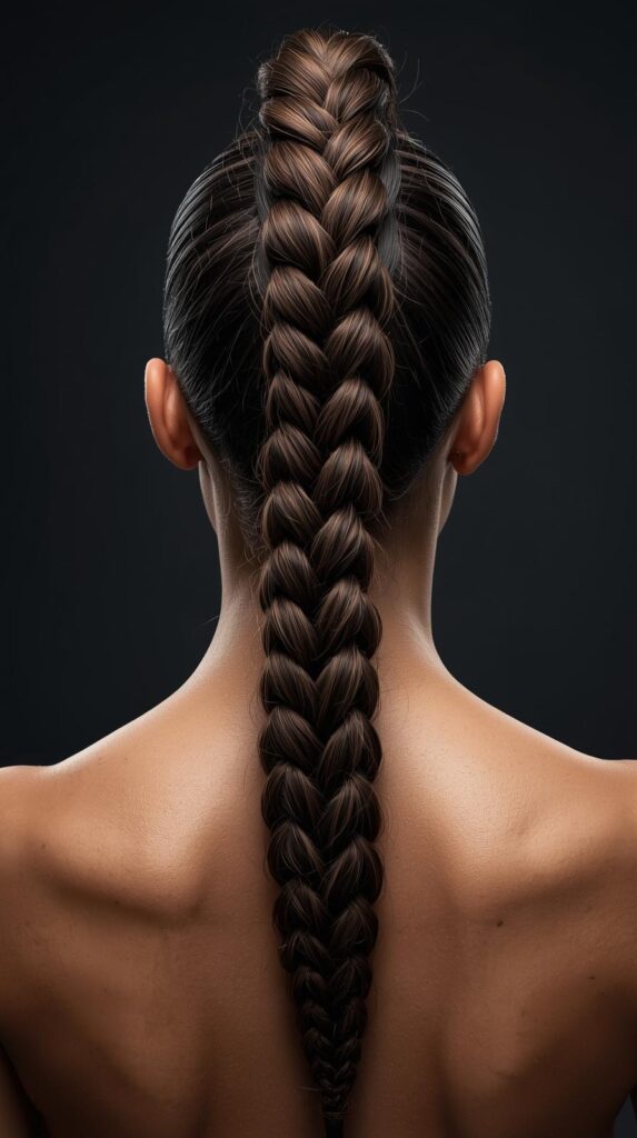 7. High Braided Pony Updo for Bold Confidence
