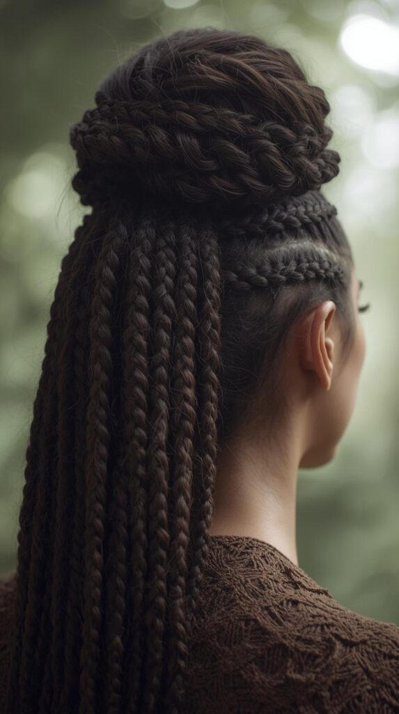 7. High Puff Ponytail with Braided Crown