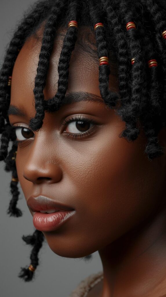 8. Bantu Knot Out with Accessories and Defined Ends