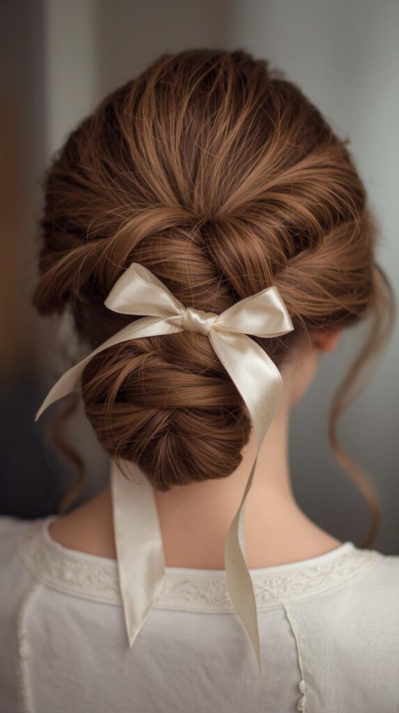 8. Ribbon-Wrapped Vintage Updo