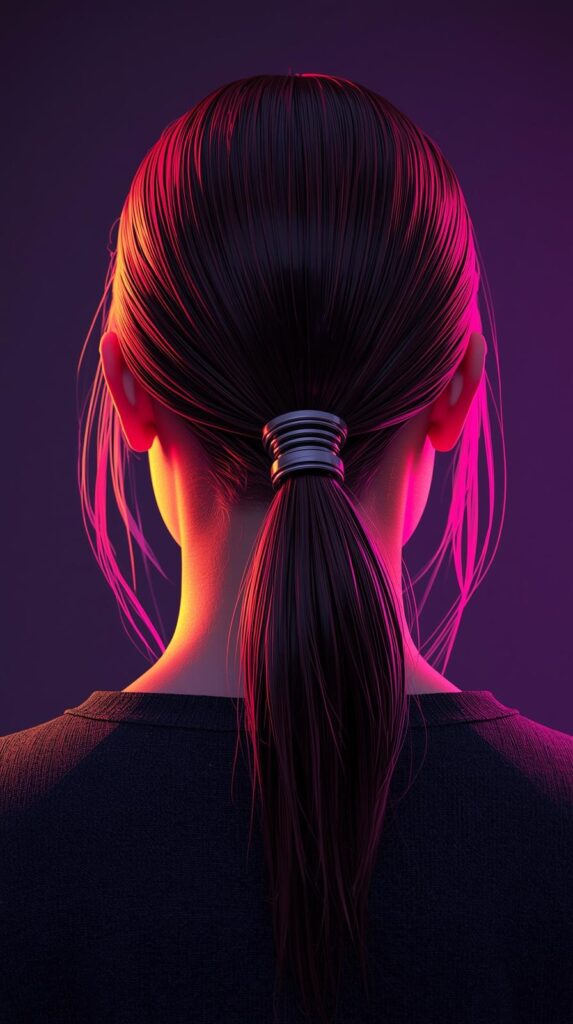 8. Slicked-Back Low Ponytail with Metal Accessory