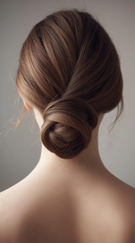 9. Elegant Low Bun for Sleek Winter Days