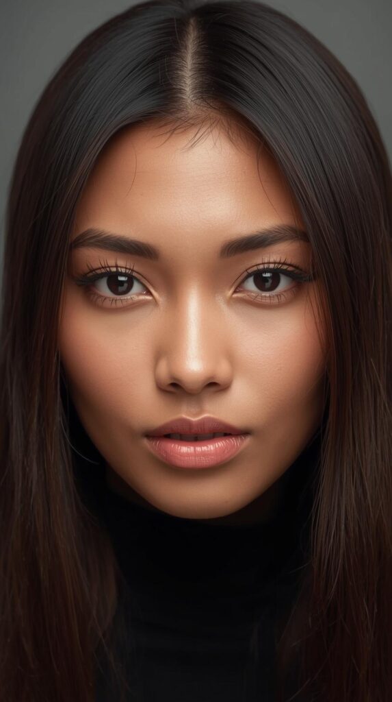 9. Sleek Straight Hair with Middle Part