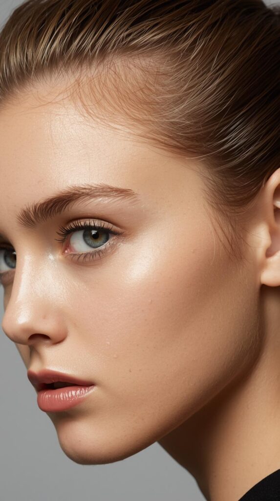 9. Slicked-Back Hair with Wet-Look Finish