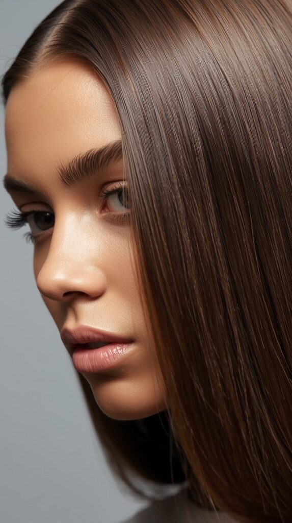 9. Straight Silk Press With Middle Part