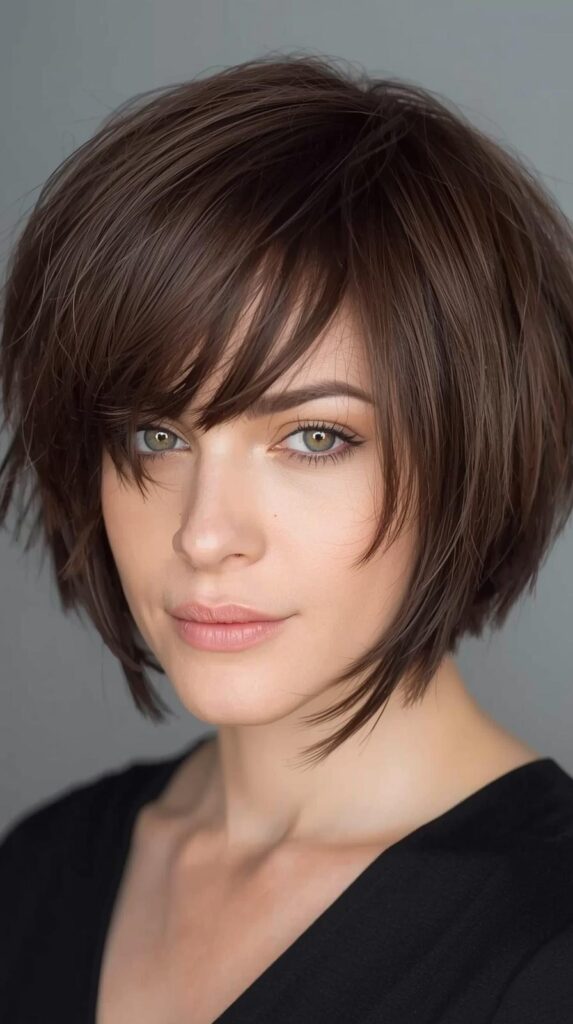 10. Short Stacked Bob for Cold Seasons