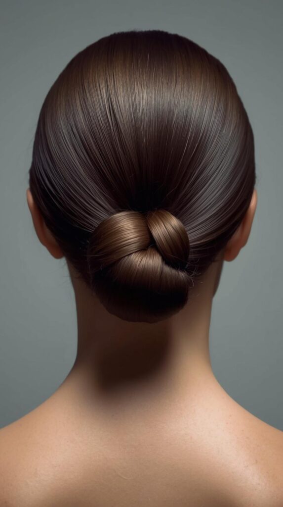 10. Sleek Center-Parted Bun