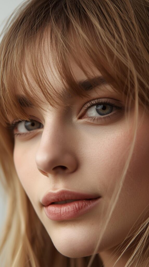 10. Wispy Bangs with Light Face Framing
