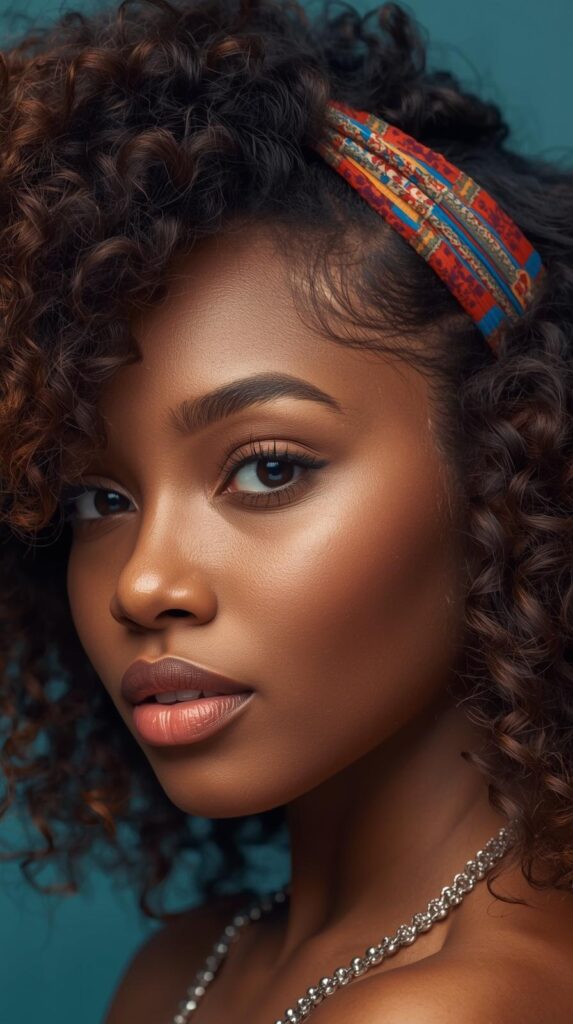 11. Curly Headband Style for Extra Flair