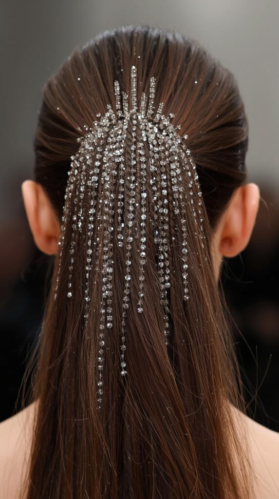 11. Prom Ponytail With Glitter or Hair Gems