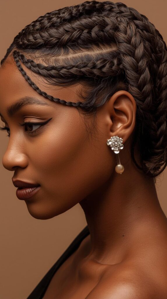 11. Stitch Cornrow Braids for Holiday Glam