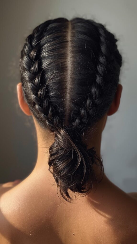12. Braided Low Ponytail