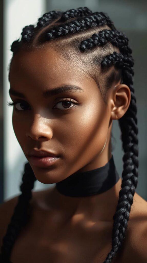 12. Cornrow Braids into Pigtails