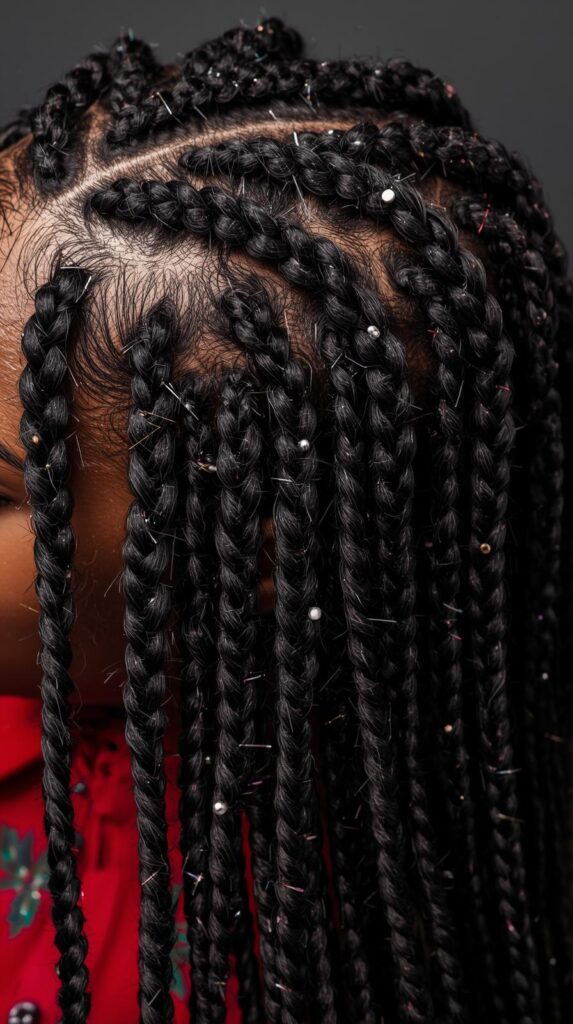 12. Criss-Cross Christmas Cornrow Hairstyle