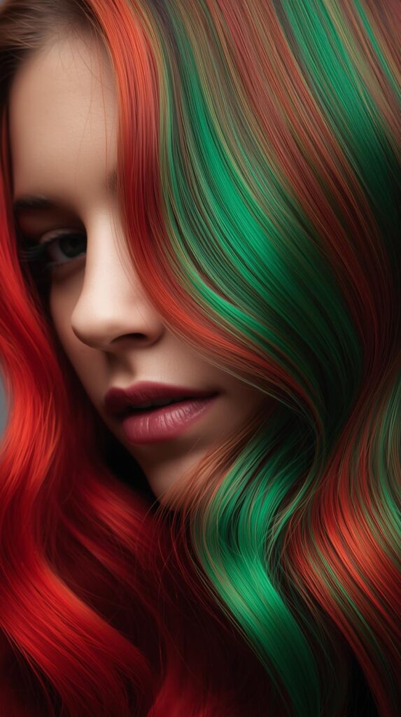 12. Red and Green Temporary Hair Color
