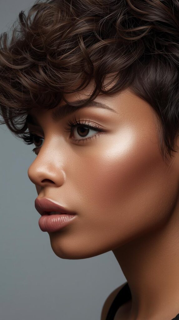 12. Short Curly Side Sweep With Extra Shine