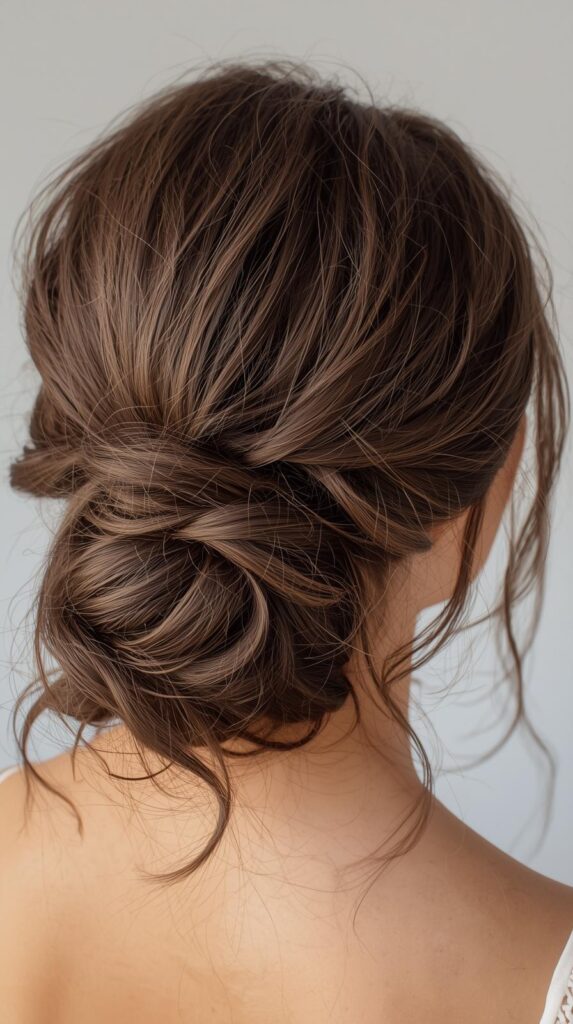 13. Messy Low Bun for a Natural Victorian Look
