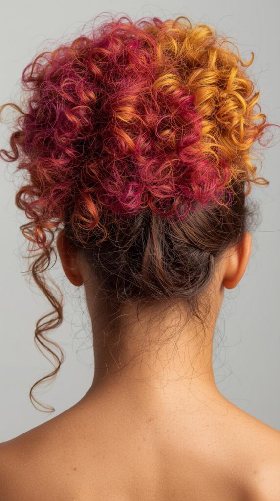 13. Pineapple Ponytail for Curls