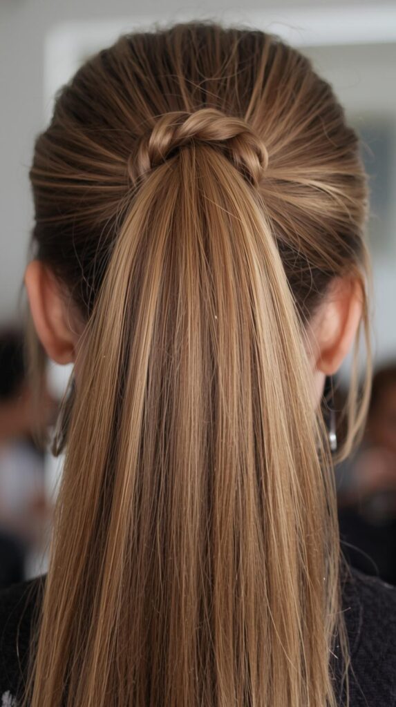 14. High Ponytail with Braided Wrap Accent