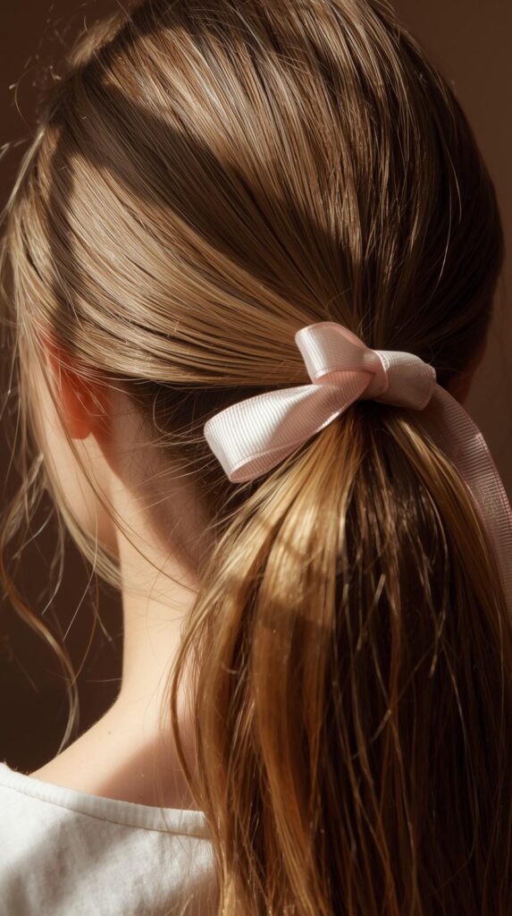 14. Ribbon-Tied Ponytail