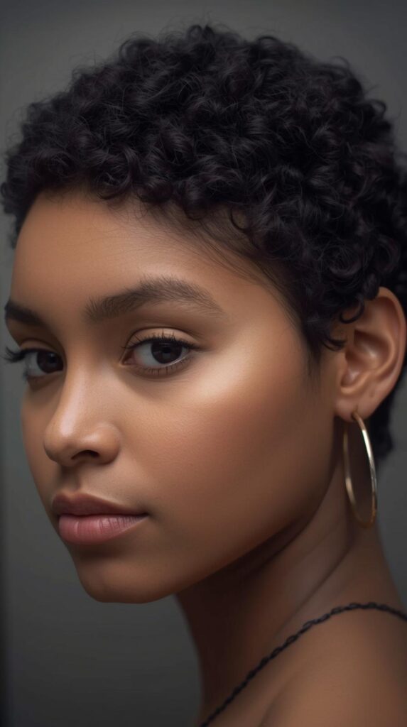 14. Short Natural Curls with Side Part