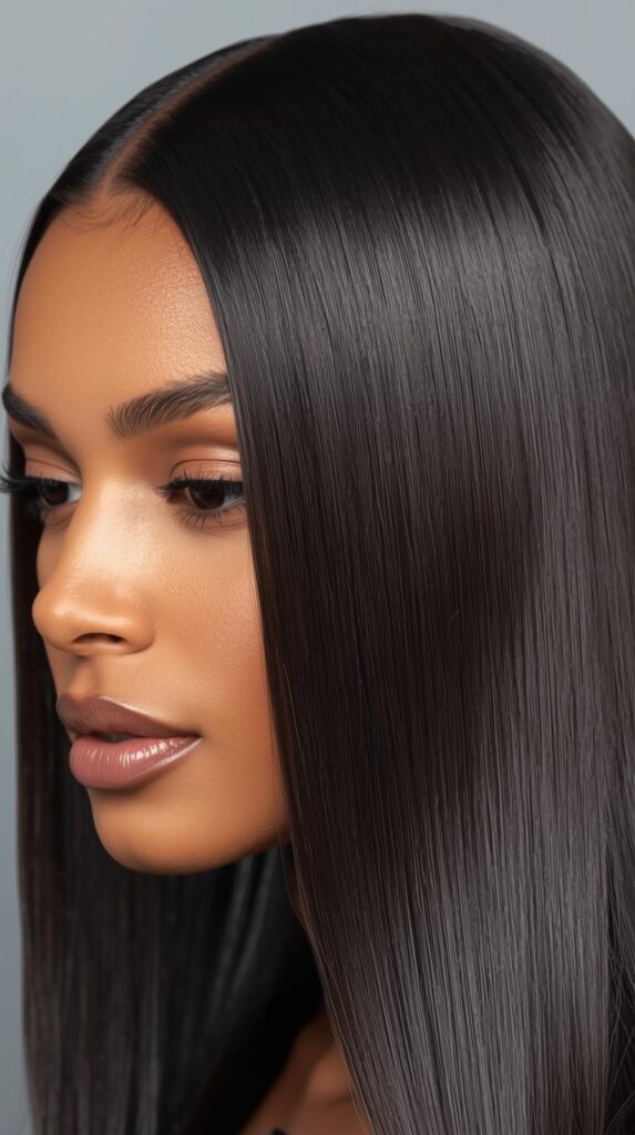 15. Silk Press with Sleek Finish