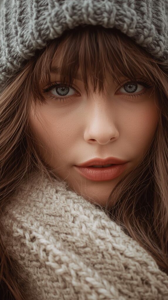 17. Face-Framing Hair with Winter Styling Accessories