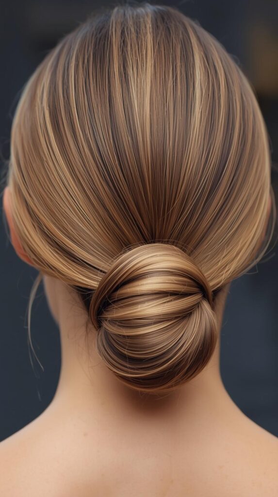 2. Sleek Low Bun with Middle Part