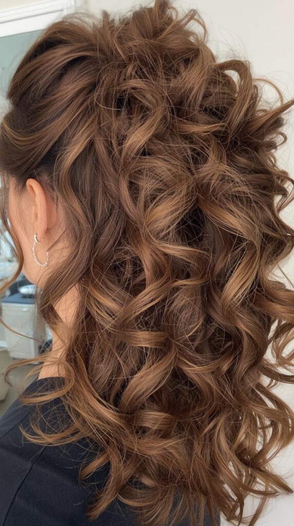 2. Voluminous Curly Prom Ponytail for a Soft Glam Look