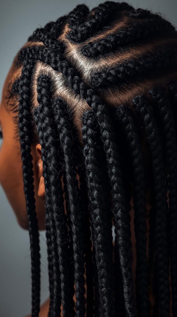 3. Curved Cornrows for a Festive Braided Look