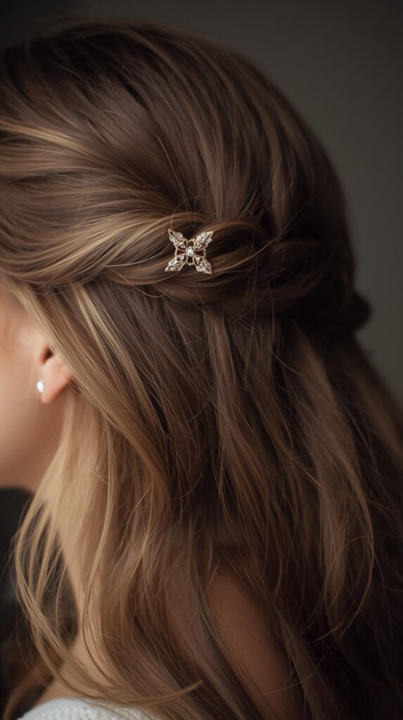 3. Half-Up Half-Down with Mini Bow