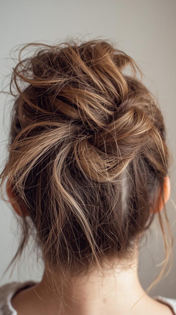 3. Messy Textured Elf Bun